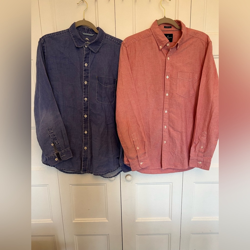 Tommy Bahama & AE Men's Shirts Size M ,Bundle of 2 Long Sleeve
